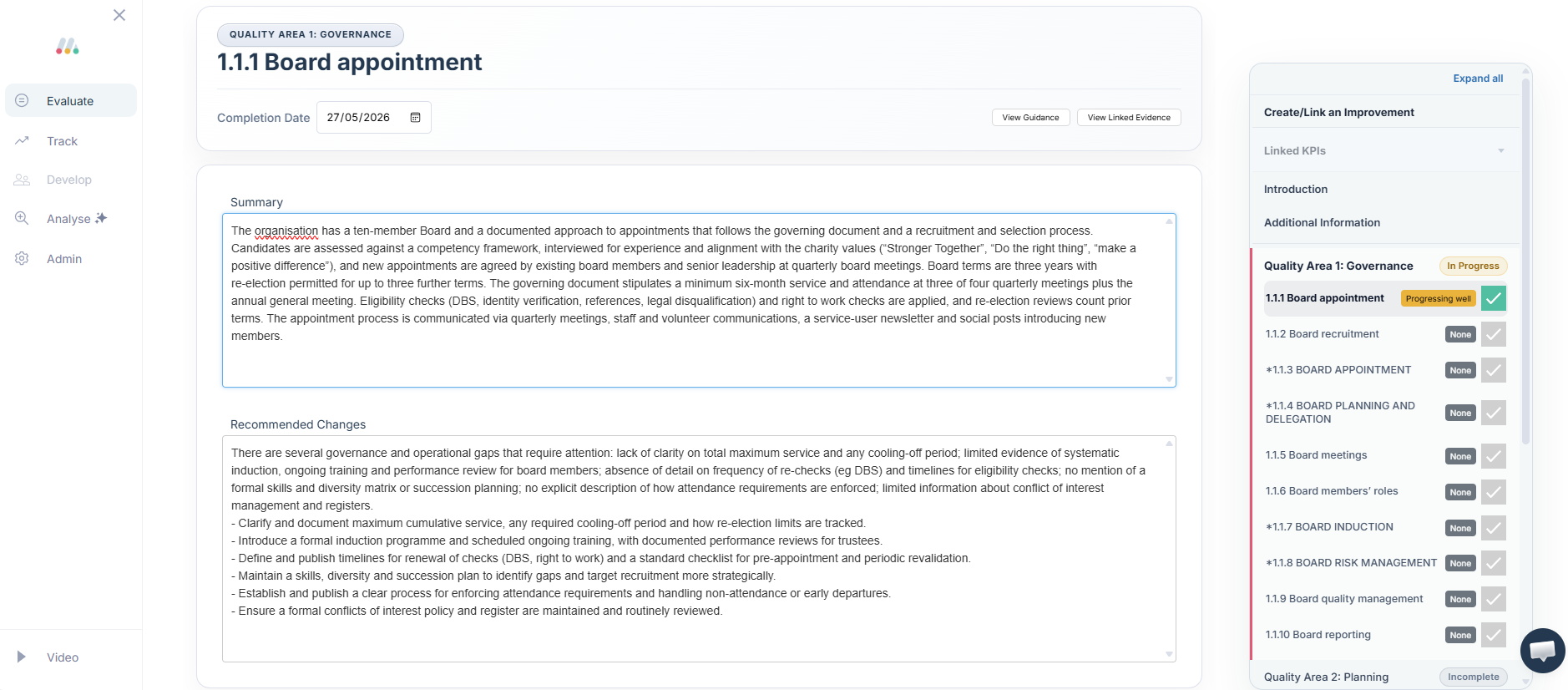 Mesma Mia Screetshot Governance MIA Summary And Recommendations Example
